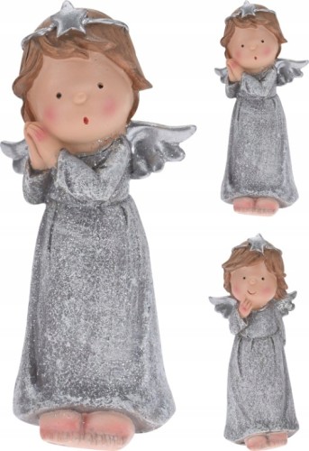 Anioł figurka świąteczna ozdobna srebrna 17 x 7,5 cm 1szt
