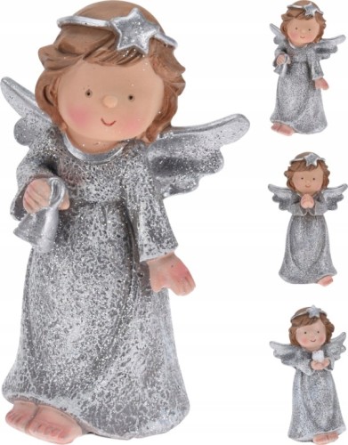 Anioł figurka świąteczna ozdobna srebrna 12 x 5,5 cm 1szt