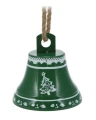 Ozdoba świąteczna dzwoneczek na jutowej lince zielony 12 x 13 cm
