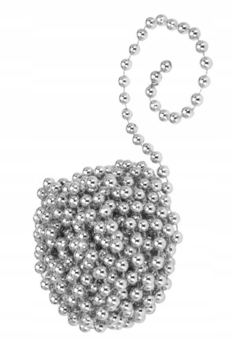 Koraliki na choinkę srebrne łańcuch świąteczny 2,7m