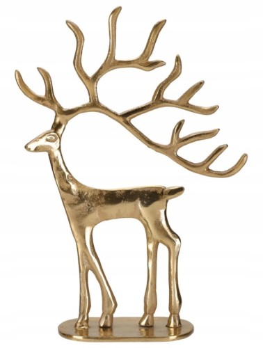 Figurka świąteczna Renifer złota aluminiowa 31 cm 