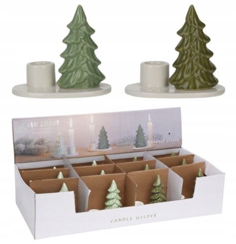 Świecznik świąteczny choinka zielona figurka 10,5x6,5x9 cm 1szt