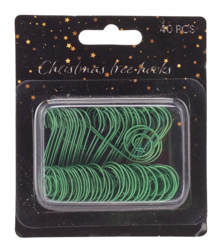 Haczyki do wieszania bombek zielone świąteczne uniwersalne 40szt