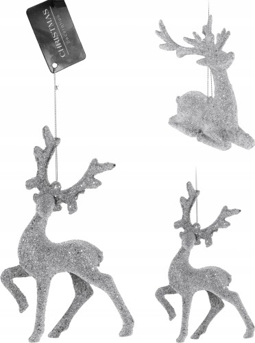 Zawieszka na choinkę Jeleń ozdoba świąteczna srebrna 15 cm 1szt
