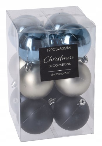 Bombki na choinkę niebieskie nietłukące zestaw 12 sztuk 6 cm
