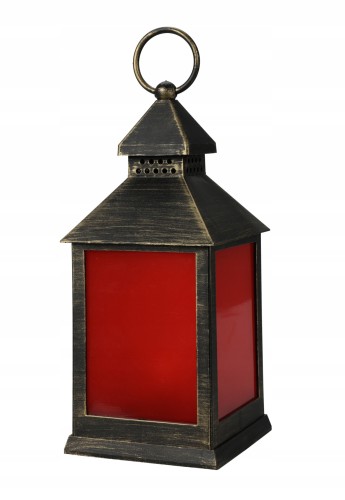 Latarnia świąteczna z płomieniem LED czarna 23x10 cm