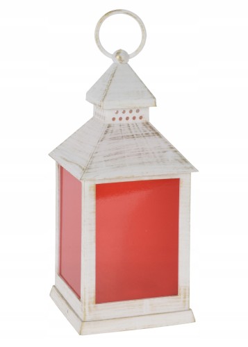 Latarnia świąteczna z płomieniem LED biała 23x10 cm