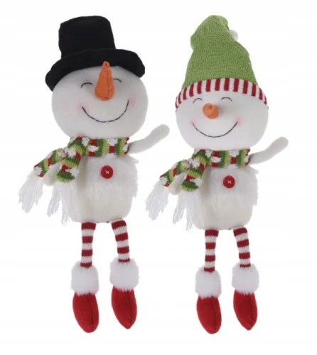 Figurka świąteczna bałwan siedzący ozdoba domowa 44 cm 1szt