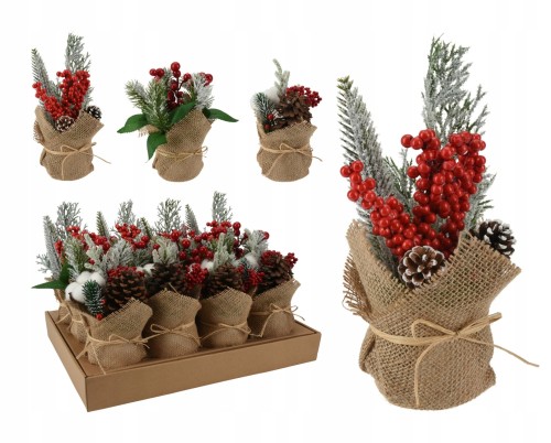 Choinka w doniczce świąteczna sztuczna roślina 20x8 cm