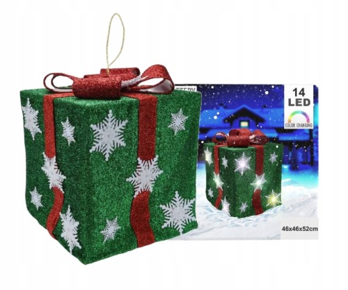 Figurka świąteczna prezent ozdoba domowa LED 46x52 cm