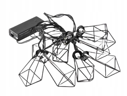 Girlanda czarna na baterie łańcuch świetlny 10 LED IP20 2,1m