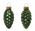 Zestaw bombek na choinkę szklane zielone szyszki 12 sztuk