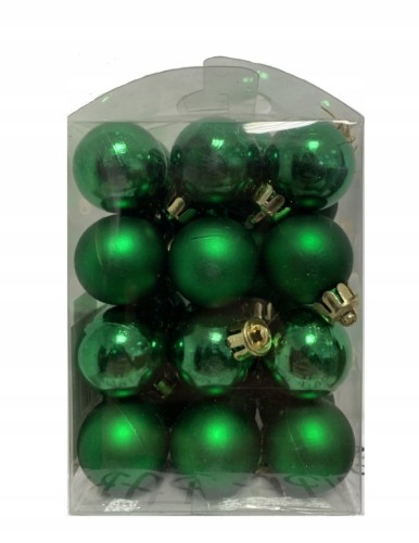 Zestaw bombek na choinkę nietłukące zielone 36 sztuk 2,5 cm