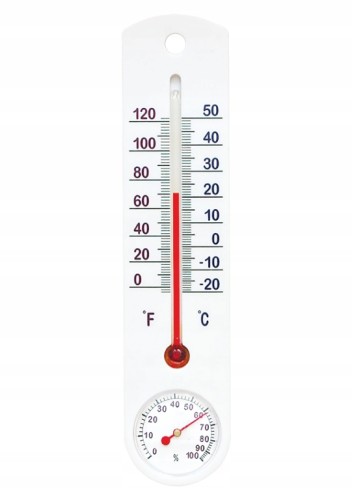 Termometr wewnętrzny z higrometrem biały 25 cm