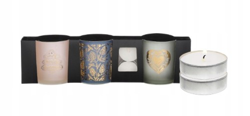 Świecznik świąteczny zestaw 3 sztuk na tealighty 7x8 cm