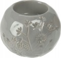 Świecznik porcelanowy ozdobny szary 8,8 x 7,2 cm