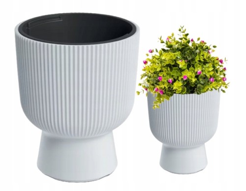 Doniczka plastikowa z wkładem biała Milly 36,5x30 cm