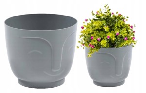 Osłonka szara plastikowa na kwiaty Atena 14,3x16,5 cm