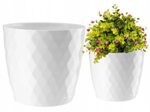 Doniczka okrągła plastikowa biała 12 cm Cristal