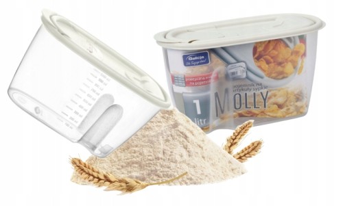 Pojemnik kuchenny na artykuły sypkie z miarą i otworami 1l