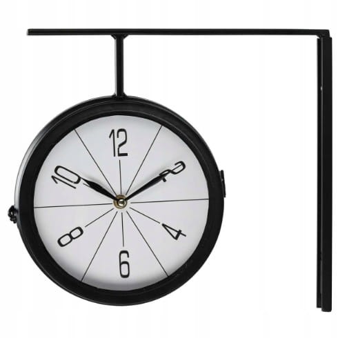 Zegar ścienny dwustronny czarny nowoczesny design 30 cm