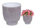 Osłonka ceramiczna na nóżce szara ozdobna 14,7 x 13,5 cm Lazur
