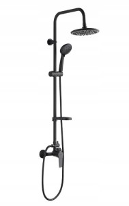 Zestaw prysznicowy czarny natryskowy ścienny z baterią Enna
