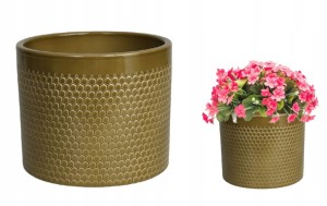 Osłonka ceramiczna na kwiaty pistacjowa ozdobna 12 cm Lazur