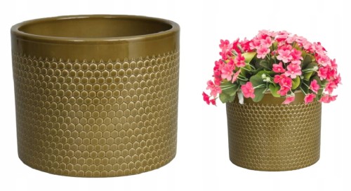 Osłonka ceramiczna na kwiaty pistacjowa ozdobna 15 cm Lazur