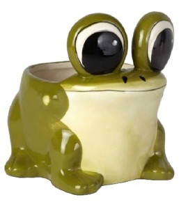 Osłonka ceramiczna żabka zielona ozdobna 18 cm