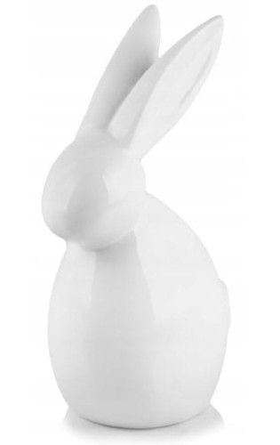Zając wielkanocny ceramiczny biały figurka 14 cm