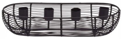 Świecznik na 4 świece stojak czarny metalowy 28x12x6,5 cm