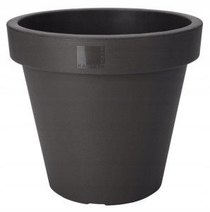 Doniczka plastikowa czarna ozdobna na kwiaty 35 cm