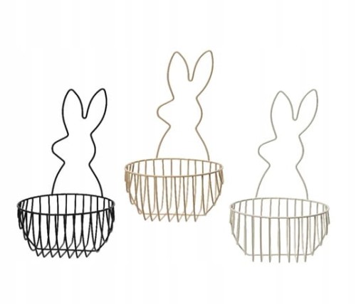 Koszyk metalowy okrągły z królikiem 24,5x15 cm