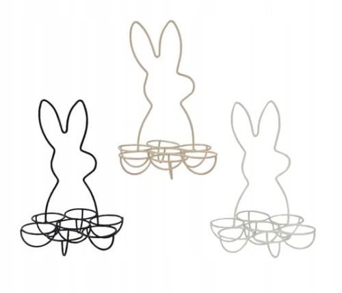 Koszyczek metalowy wielkanocny na jajka z królikiem 20x14 cm