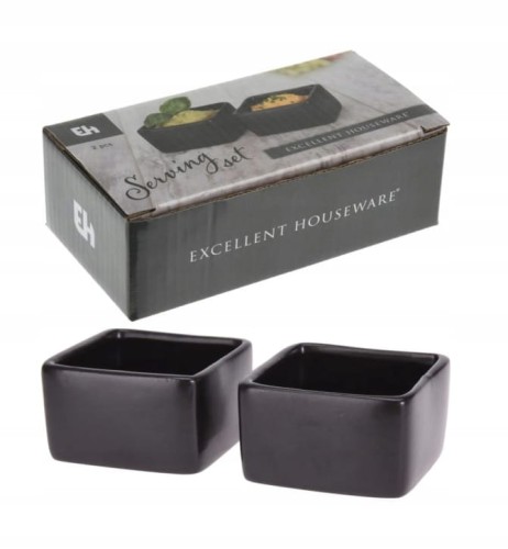 Miseczki do sosów porcelanowe czarne ozdobne 2 szt