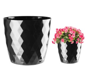 Osłonka dekoracyjna czarna plastikowa Cristal 12x11 cm