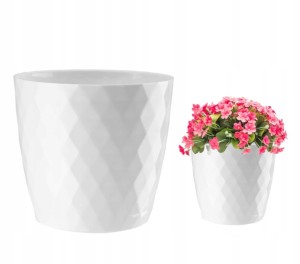 Osłonka dekoracyjna biała plastikowa na kwiaty Cristal 14x12 cm