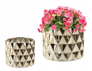 Osłonka ceramiczna złota glamour 13x12cm elegancka