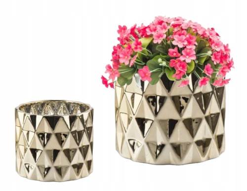 Osłonka ceramiczna złota glamour 13x12cm elegancka