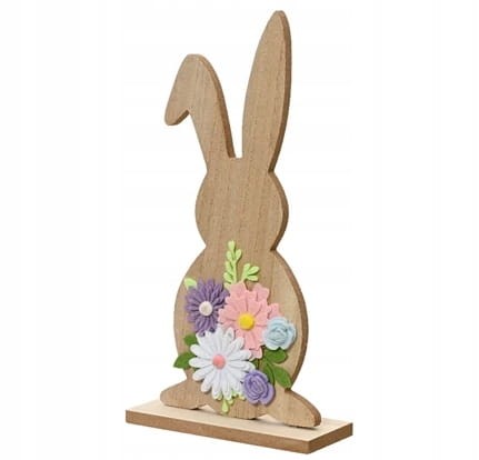 Figurka wielkanocna zając drewniany ozdobny 28,5 cm