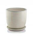 Doniczka ceramiczna z podstawką kremowa 23x20cm okrągła