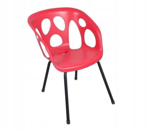 Krzesło ogrodowe tarasowe malinowe z tworzywa