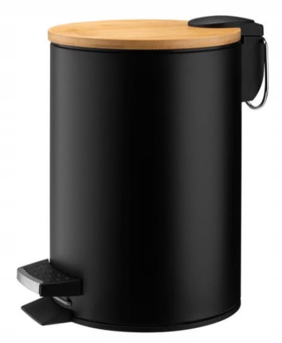 Kosz na śmieci łazienkowy z pedałem i wkładem czarny 3l Dastin