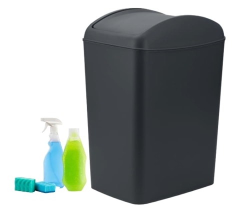 Kosz na śmieci uchylny wąski 10l antracyt plastikowy