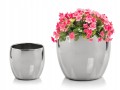 Osłonka ceramiczna okrągła srebrna glamour 25,5x27cm