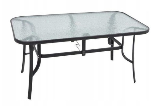 Stół ogrodowy metalowy szklany czarny 150x90cm