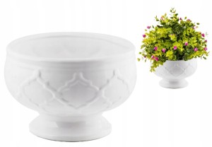 Osłonka ceramiczna 22,5x22,5 cm biała glamour