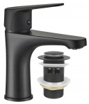 Bateria umywalkowa stojąca z korkiem klik-klak czarna Sagra