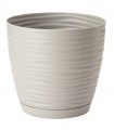Doniczka z podstawką okrągła jasnoszara 12,7x11,8cm plastikowa